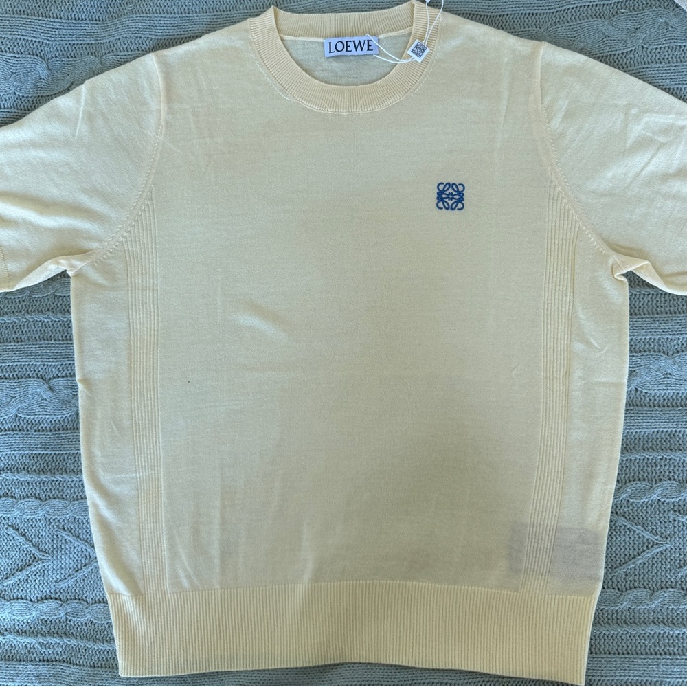 Loewe Light yellow short-Sleeve Logo Sweater